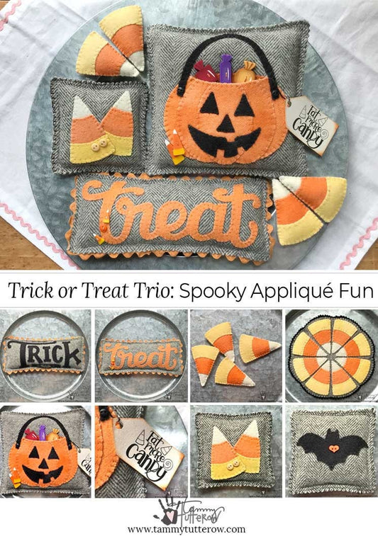 Trick or Treat Trio Appliqué Pattern Collection *Download* + BONUS Bewitching Bonnet Pattern!